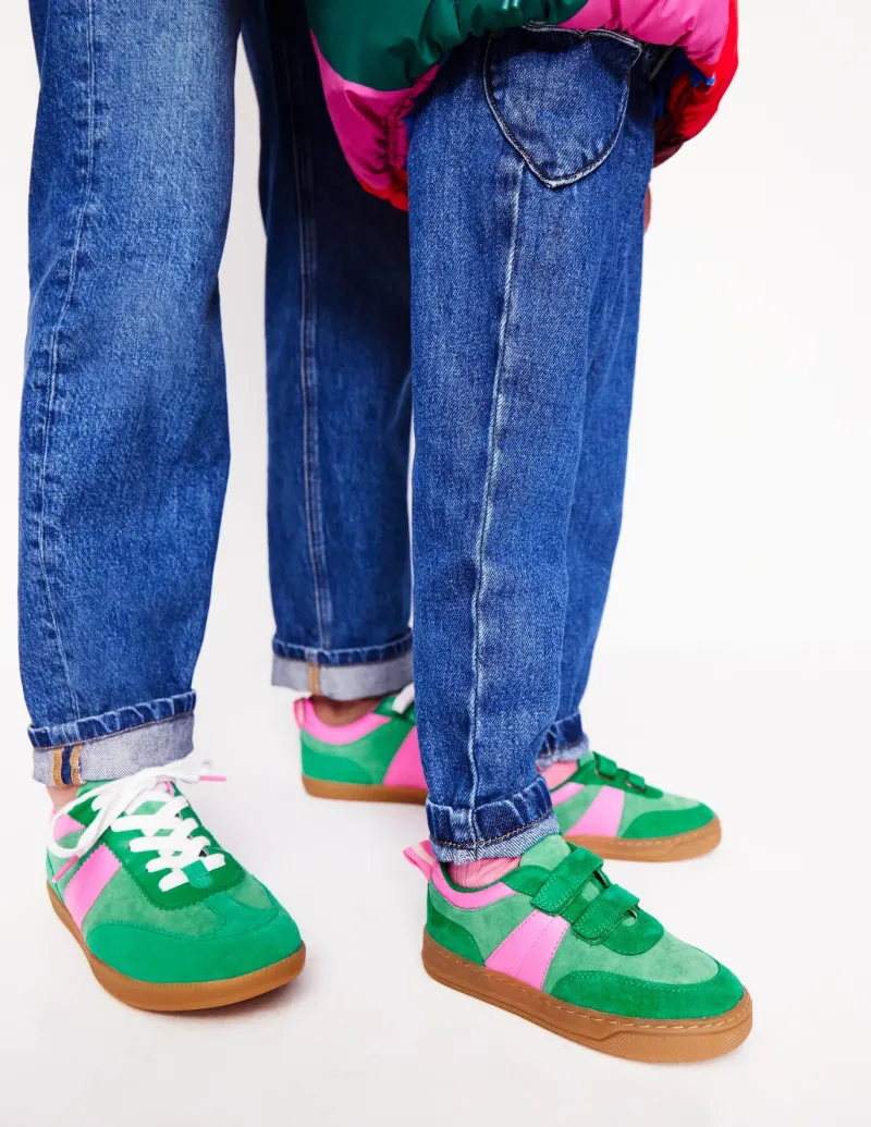 Flats | Nightwear & Lougewear-Boden Erin Retro Tennis Sneakers-Green Colourblock GreenColourblock