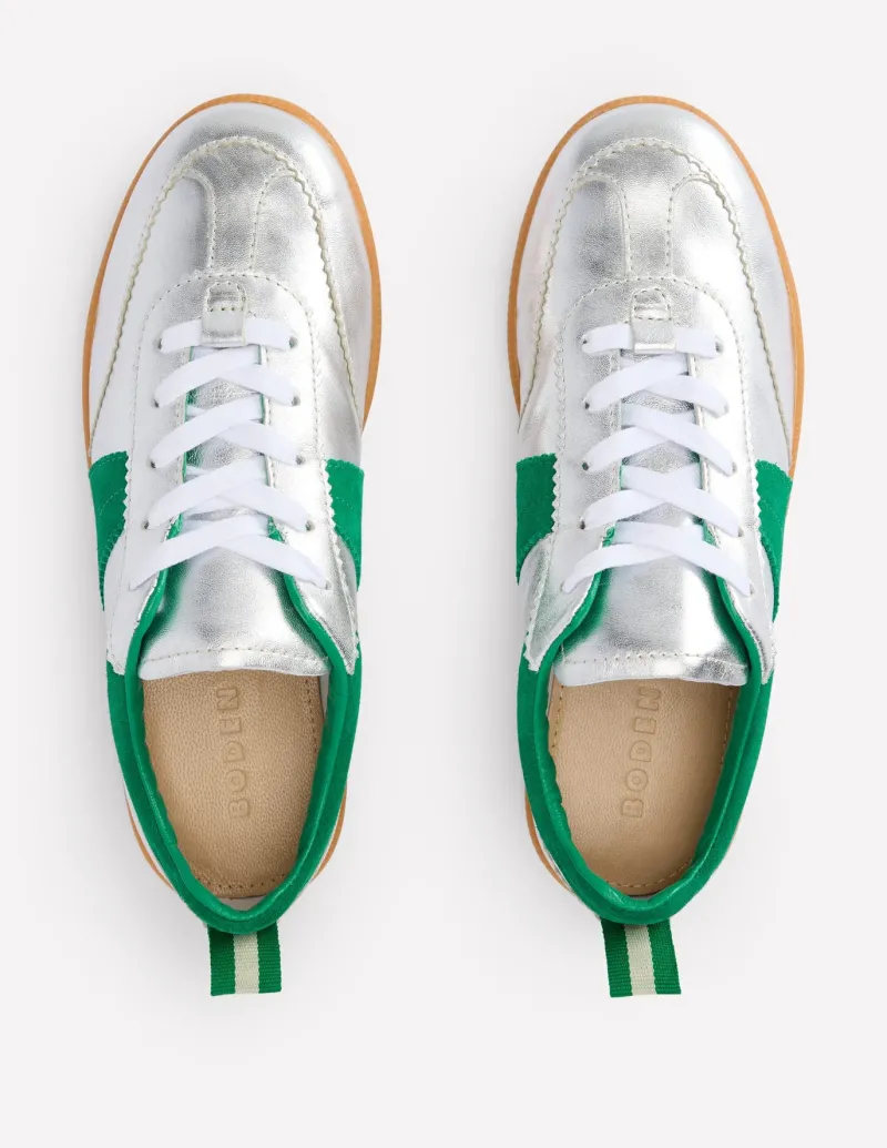 Flats | Nightwear & Lougewear-Boden Erin Retro Tennis Sneakers- Silver