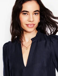 Dresses & Jumpsuits-Boden Esme Linen Short Dress- Navy