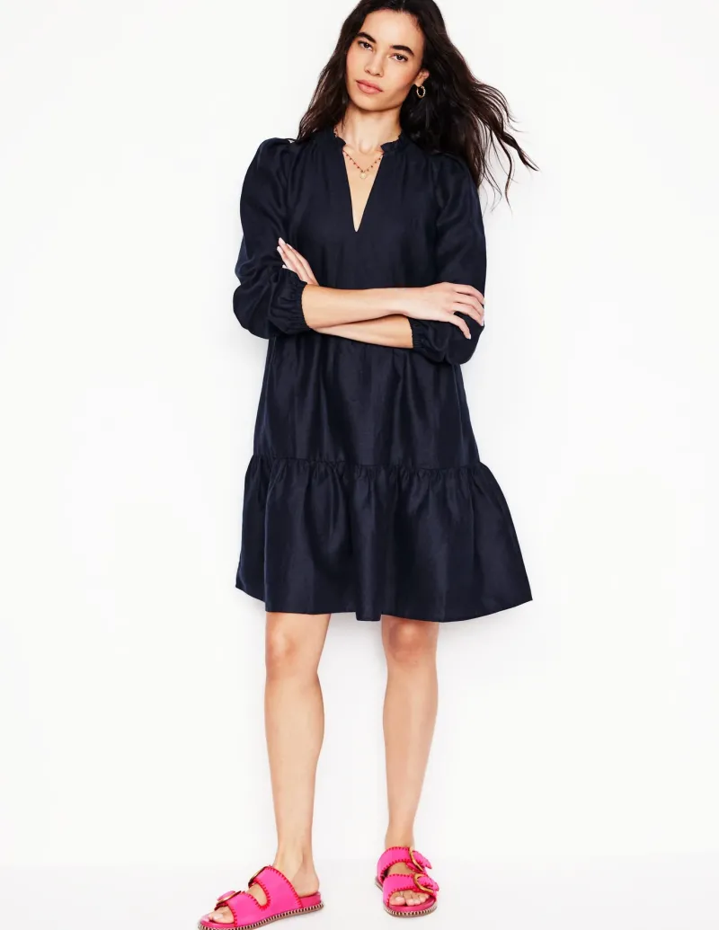 Dresses & Jumpsuits-Boden Esme Linen Short Dress- Navy