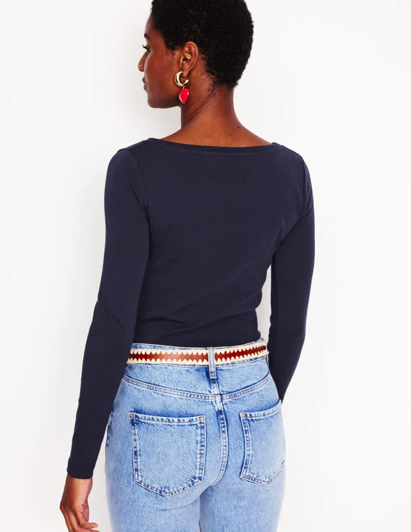 T-Shirts & Tanks | Tops & Blouses-Boden Essential Boat-Neck Jersey Top- Navy