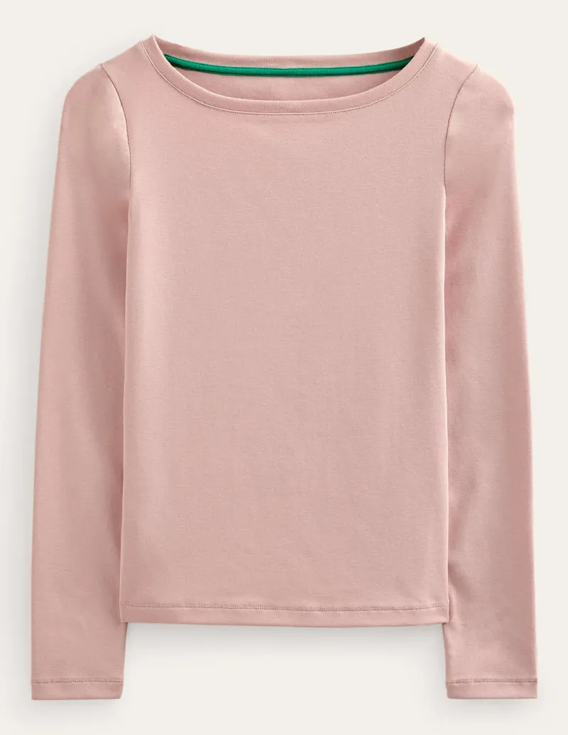 T-Shirts & Tanks | Tops & Blouses-Boden Essential Boat-Neck Jersey Top- Milkshake