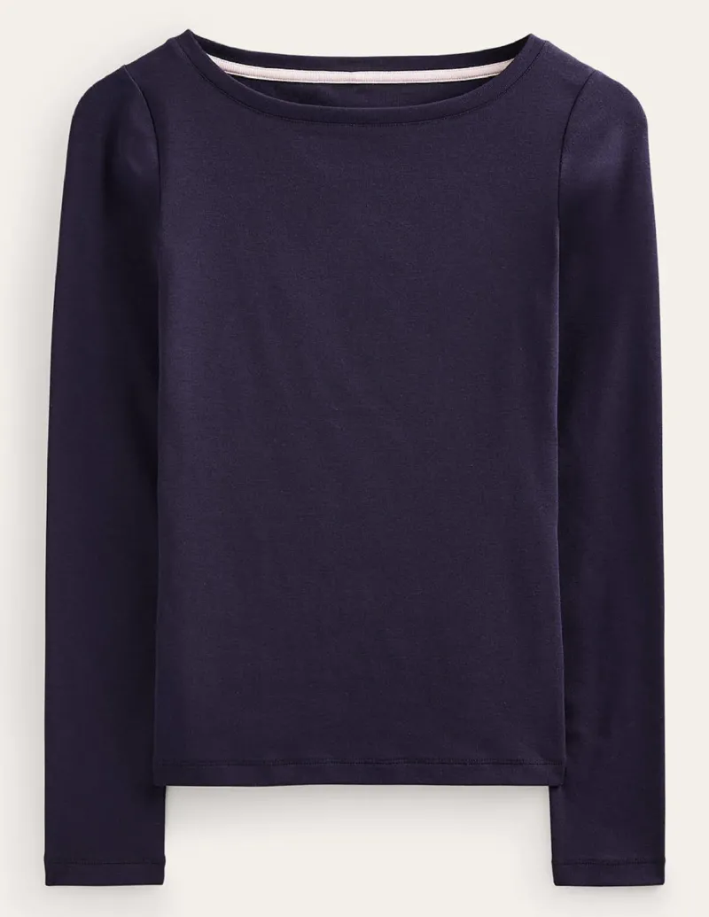 T-Shirts & Tanks | Tops & Blouses-Boden Essential Boat-Neck Jersey Top- Navy