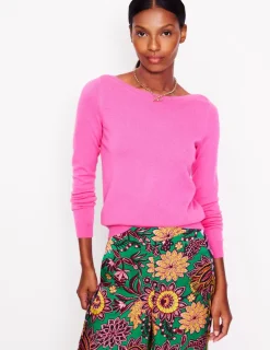 Sweaters & Cardigans-Boden Eva Cashmere Boat Neck Sweater-Pink Tourmaline PinkTourmaline