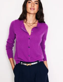 Sweaters & Cardigans-Boden Eva Cashmere Crew Cardigan-Regal Purple RegalPurple