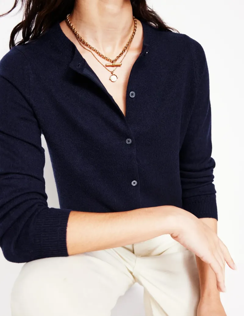 Sweaters & Cardigans-Boden Eva Cashmere Crew Cardigan- Navy