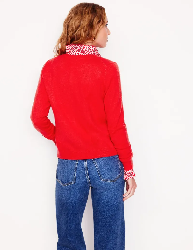 Sweaters & Cardigans-Boden Eva Cashmere Crew Cardigan-Strawberry Tart Red StrawberryTartRed