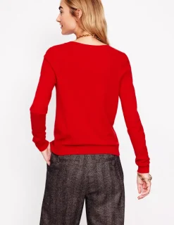 Sweaters & Cardigans-Boden Eva Cashmere Crew Cardigan-Rouge Red RougeRed