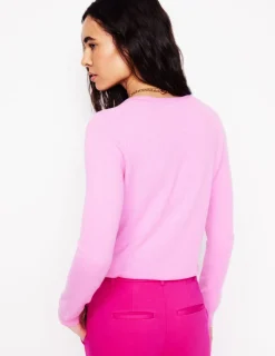 Sweaters & Cardigans-Boden Eva Cashmere Crew Cardigan-Vintage Mauve VintageMauve