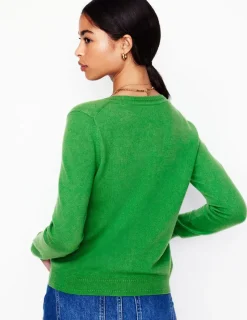Sweaters & Cardigans-Boden Eva Cashmere Crew Cardigan-Paradise Green ParadiseGreen