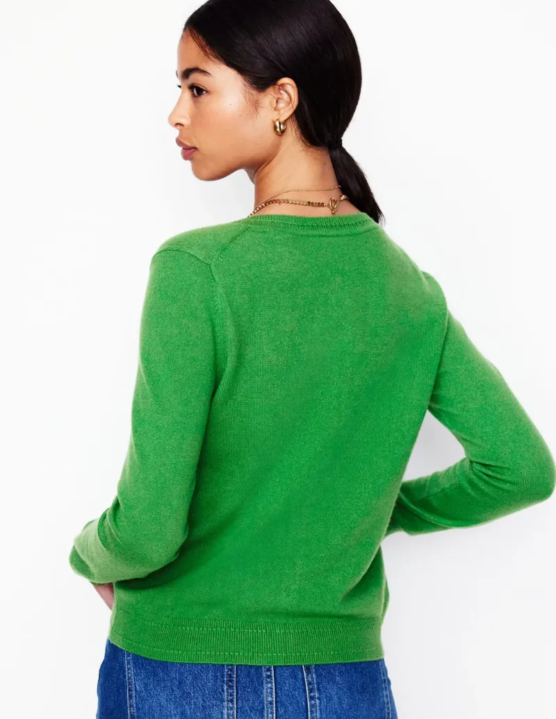 Sweaters & Cardigans-Boden Eva Cashmere Crew Cardigan-Paradise Green ParadiseGreen