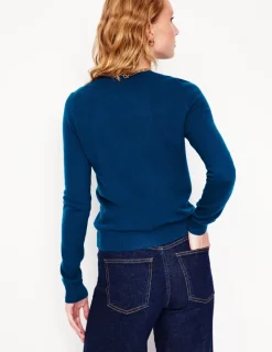 Sweaters & Cardigans-Boden Eva Cashmere Crew Neck Jumper-Harbour Blue HarbourBlue