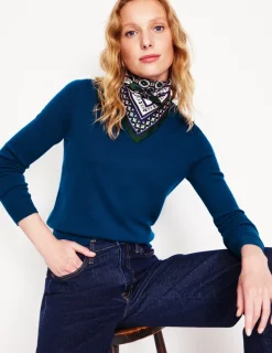 Sweaters & Cardigans-Boden Eva Cashmere Crew Neck Jumper-Harbour Blue HarbourBlue