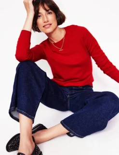 Sweaters & Cardigans-Boden Eva Cashmere Crew Neck Sweater-Rouge Red RougeRed