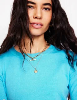 Sweaters & Cardigans-Boden Eva Cashmere Crew Neck Sweater-Caribbean Blue CaribbeanBlue