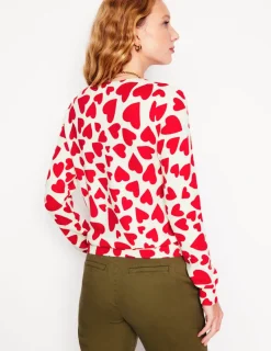 Sweaters & Cardigans-Boden Eva Cashmere Crew Neck Sweater-Ivory, Heart Cluster Ivory,HeartCluster