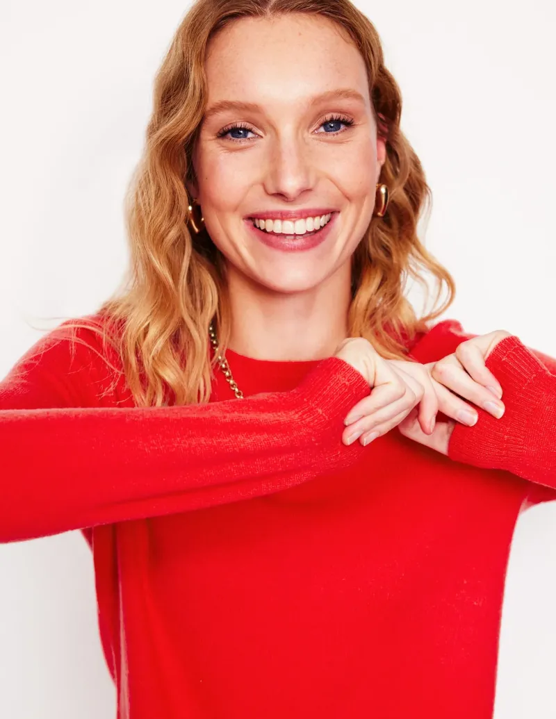 Sweaters & Cardigans-Boden Eva Cashmere Crew Neck Sweater-Strawberry Tart Red StrawberryTartRed