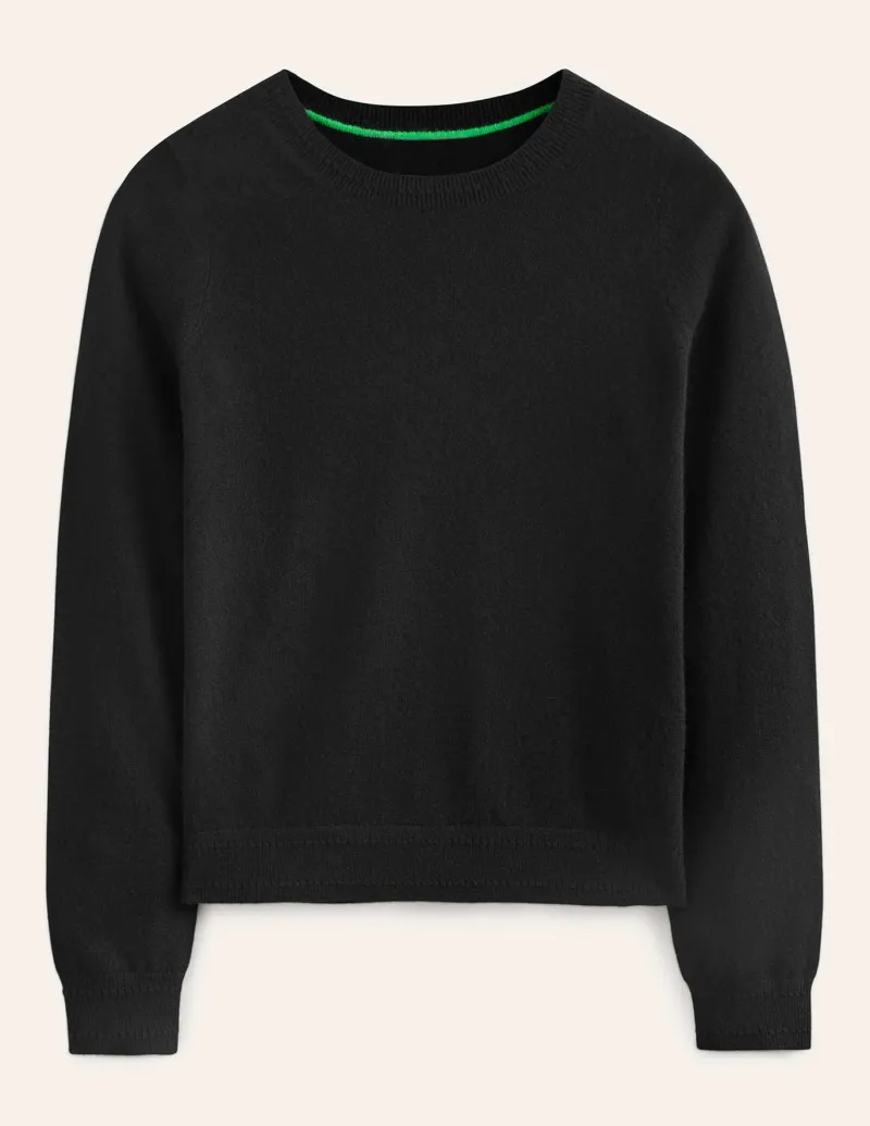 Sweaters & Cardigans-Boden Eva Cashmere Crew Neck Sweater- Black