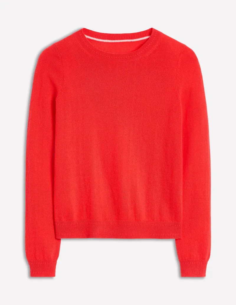 Sweaters & Cardigans-Boden Eva Cashmere Crew Neck Sweater-Strawberry Tart Red StrawberryTartRed