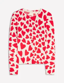 Sweaters & Cardigans-Boden Eva Cashmere Crew Neck Sweater-Ivory, Heart Cluster Ivory,HeartCluster