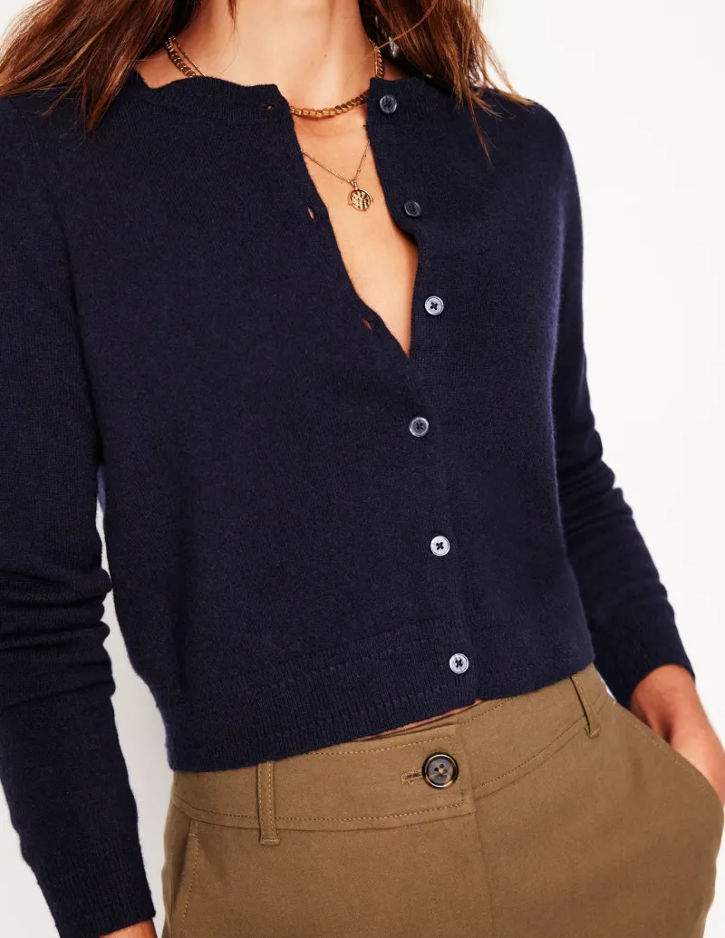 Sweaters & Cardigans-Boden Eva Cashmere Cropped Cardigan- Navy
