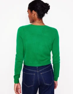 Sweaters & Cardigans-Boden Eva Cashmere Cropped Cardigan-Rich Emerald RichEmerald