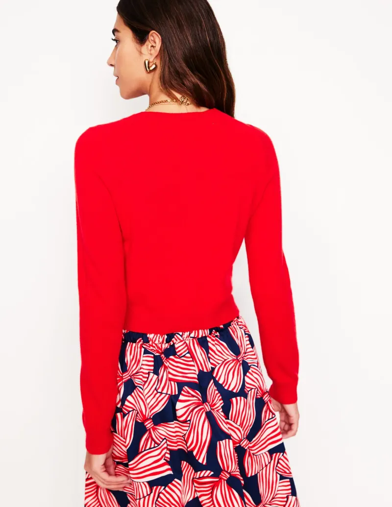 Sweaters & Cardigans-Boden Eva Cashmere Cropped Cardigan-Poppy Red PoppyRed