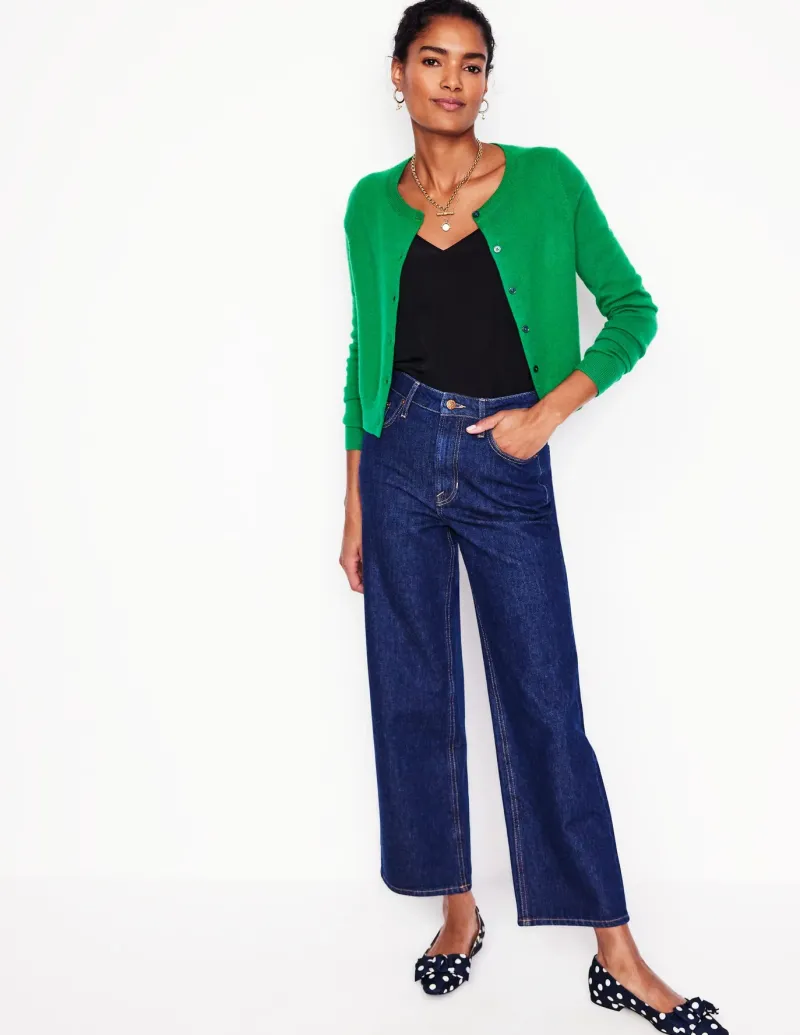 Sweaters & Cardigans-Boden Eva Cashmere Cropped Cardigan-Rich Emerald RichEmerald