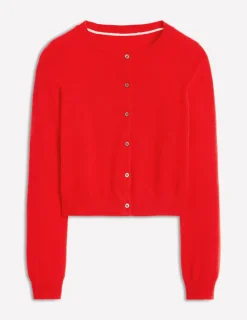 Sweaters & Cardigans-Boden Eva Cashmere Cropped Cardigan-Poppy Red PoppyRed