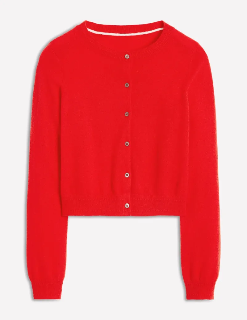 Sweaters & Cardigans-Boden Eva Cashmere Cropped Cardigan-Poppy Red PoppyRed