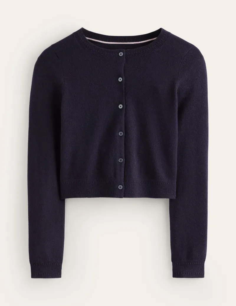 Sweaters & Cardigans-Boden Eva Cashmere Cropped Cardigan- Navy