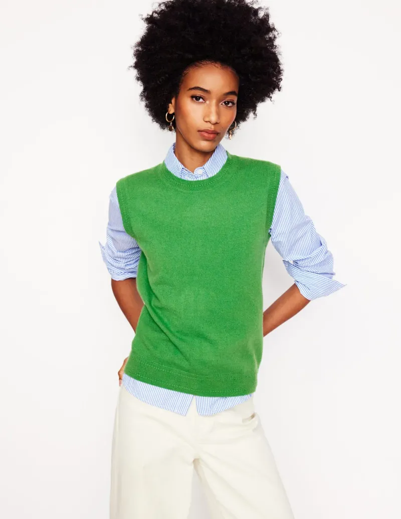 Sweaters & Cardigans-Boden Eva Cashmere Vest-Paradise Green ParadiseGreen