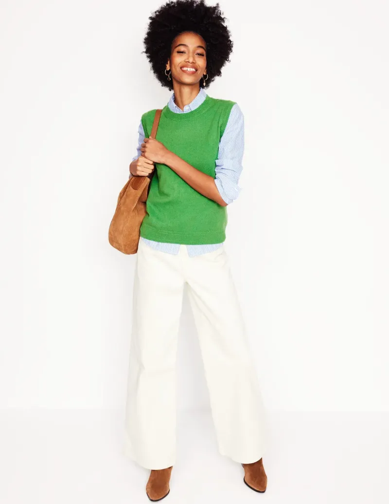 Sweaters & Cardigans-Boden Eva Cashmere Vest-Paradise Green ParadiseGreen