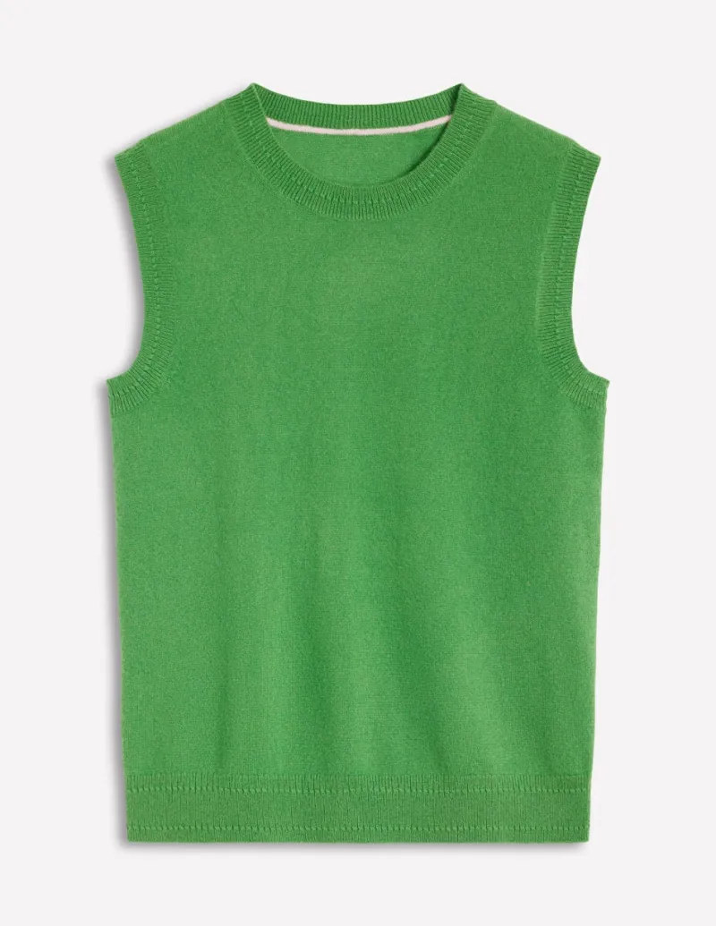 Sweaters & Cardigans-Boden Eva Cashmere Vest-Paradise Green ParadiseGreen