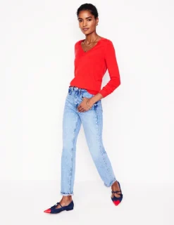 Sweaters & Cardigans-Boden Eva Cashmere V-Neck Sweater-Strawberry Tart Red StrawberryTartRed