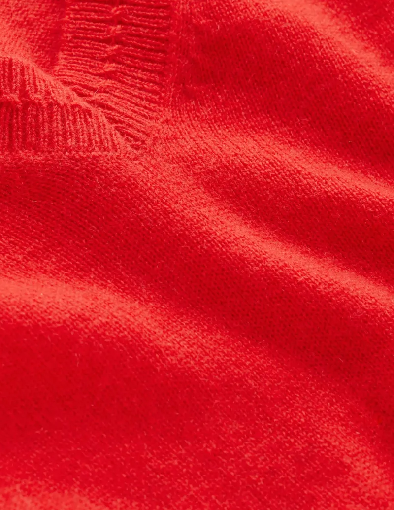 Sweaters & Cardigans-Boden Eva Cashmere V-Neck Sweater-Strawberry Tart Red StrawberryTartRed