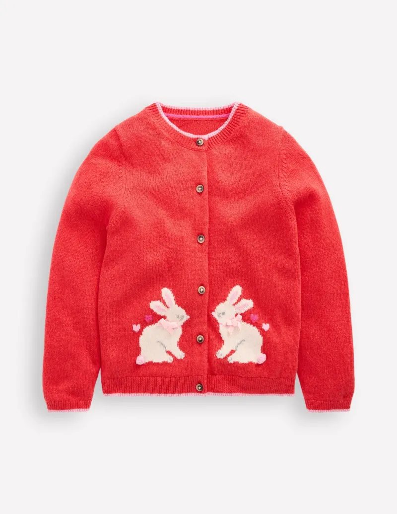 Sweaters & Cardigans-Boden Evelyn Fun Logo Cardigan-Jam Red Bunnies JamRedBunnies