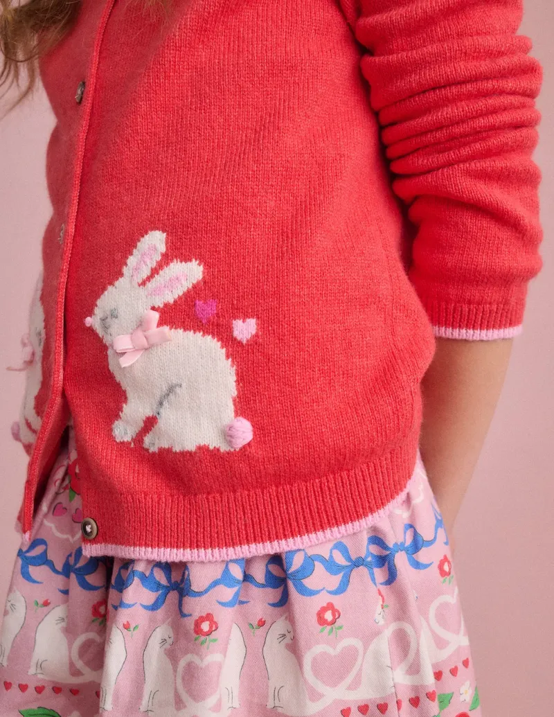 Sweaters & Cardigans-Boden Evelyn Fun Logo Cardigan-Jam Red Bunnies JamRedBunnies