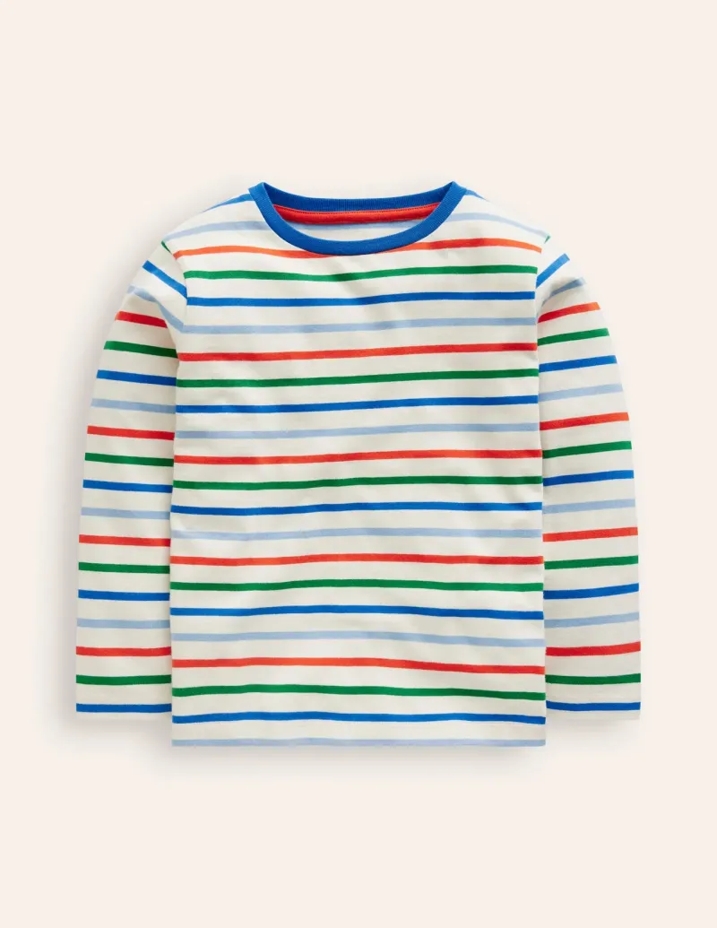 Tops, T-Shirts & Polos-Boden Everyday Breton T-Shirt-Greek Blue/Firecracker Red GreekBlue/FirecrackerRed
