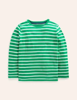 Tops, T-Shirts & Polos-Boden Everyday Breton T-Shirt-Highland Green/Grey Marl HighlandGreen/GreyMarl