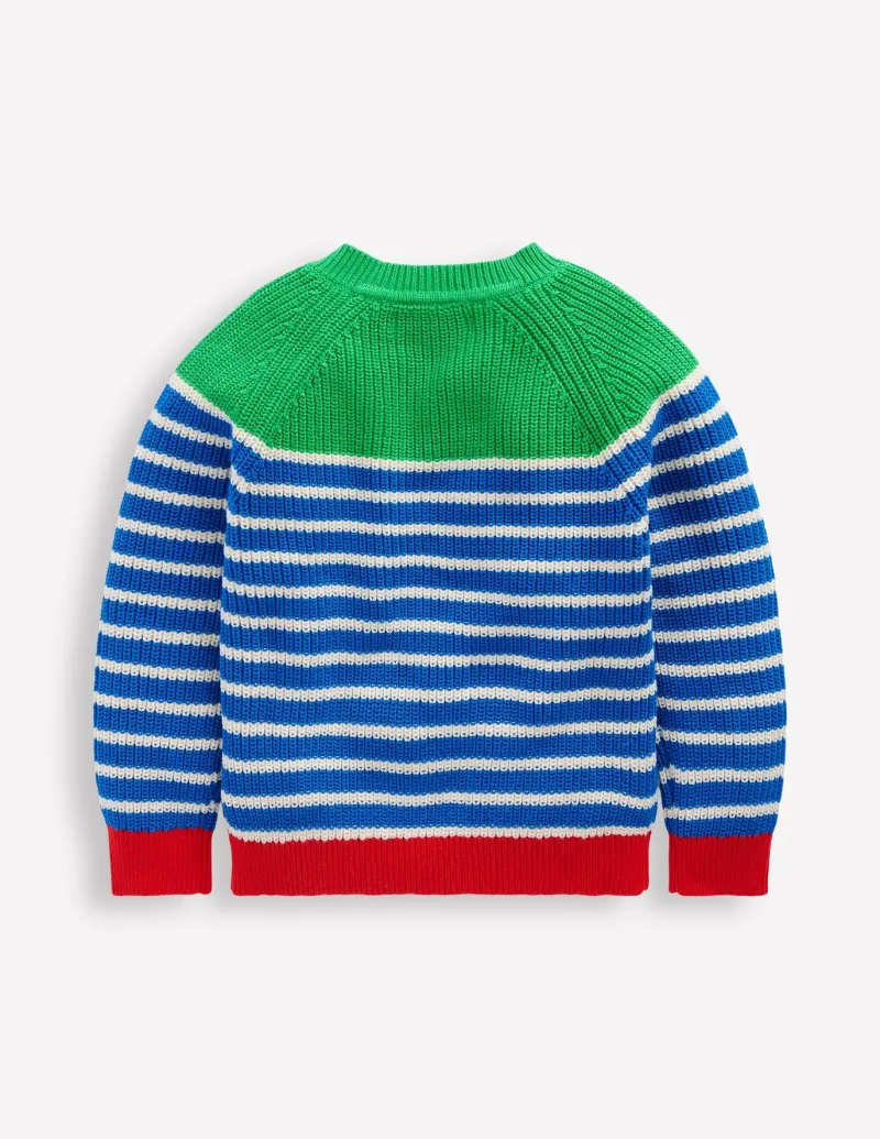 Sweaters & Cardigans-Boden Everyday Cotton Jumper-Kingfisher Blue/Rich Emerald KingfisherBlue/RichEmerald