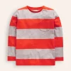 Tops, T-Shirts & Polos-Boden Everyday Long Sleeve T-Shirt-Grey Marl/ Firecracker Red GreyMarl/FirecrackerRed