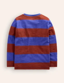 Tops, T-Shirts & Polos-Boden Everyday Long Sleeve T-Shirt-Blue/ Burgandy stripe Blue/Burgandystripe