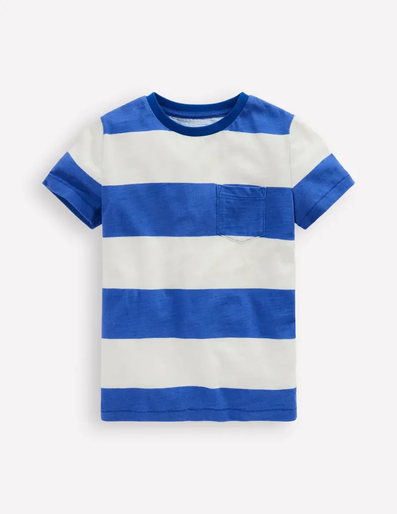 Tops, T-Shirts & Polos-Boden Everyday Short Sleeve T-Shirt-Bright Blue /Soft Ivory Stripe BrightBlue/SoftIvoryStripe