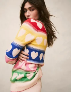 Sweaters & Cardigans-Boden Fair Isle Boyfriend Cardigan-Multi, Hearts Multi,Hearts