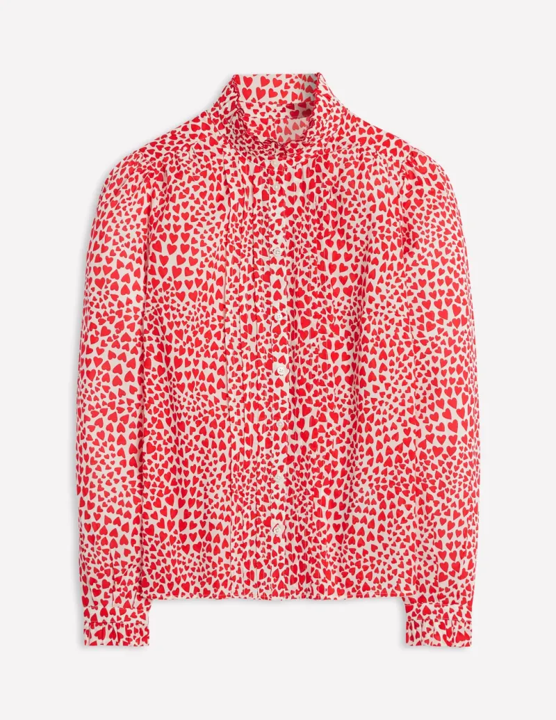 Shirts | Tops & Blouses-Boden Felicity Cotton Blouse-Ivory, Heart Cluster Ivory,HeartCluster