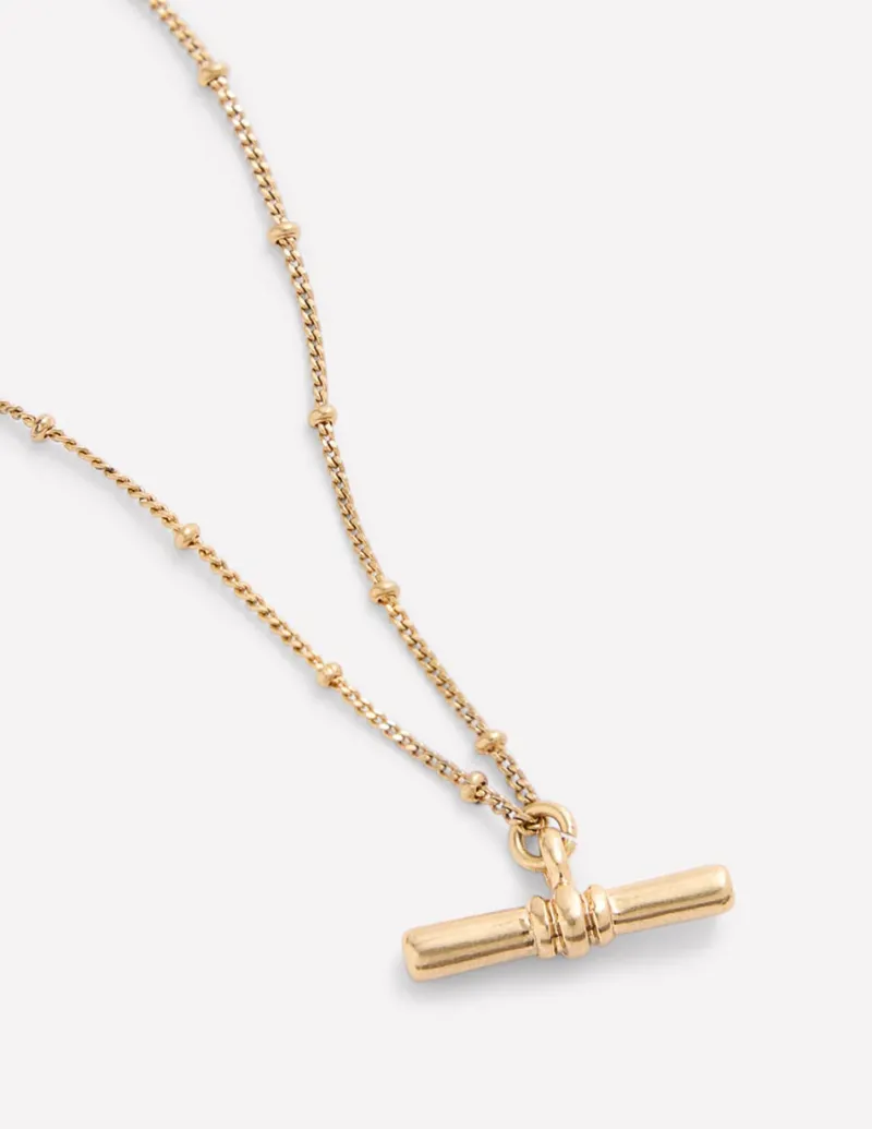 Jewelry-Boden Fine T-Bar Pendant Necklace- Gold