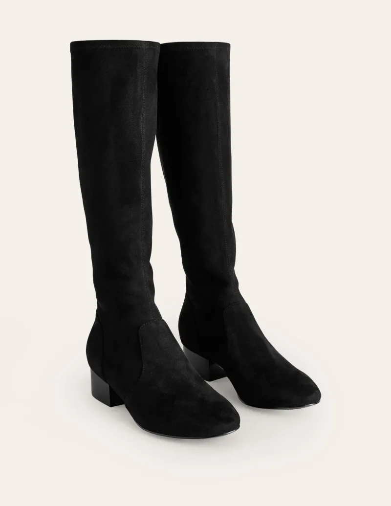 Flats | Heels-Boden Flat Stretch Knee Boots- Black