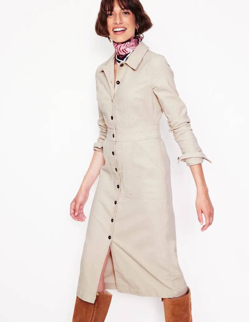 Petite Dresses | Midi-Boden Flora Cord Midi Shirt Dress-Almond Peach AlmondPeach