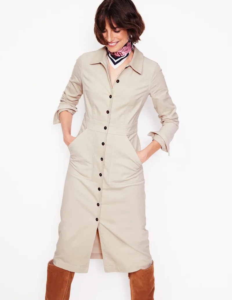 Petite Dresses | Midi-Boden Flora Cord Midi Shirt Dress-Almond Peach AlmondPeach